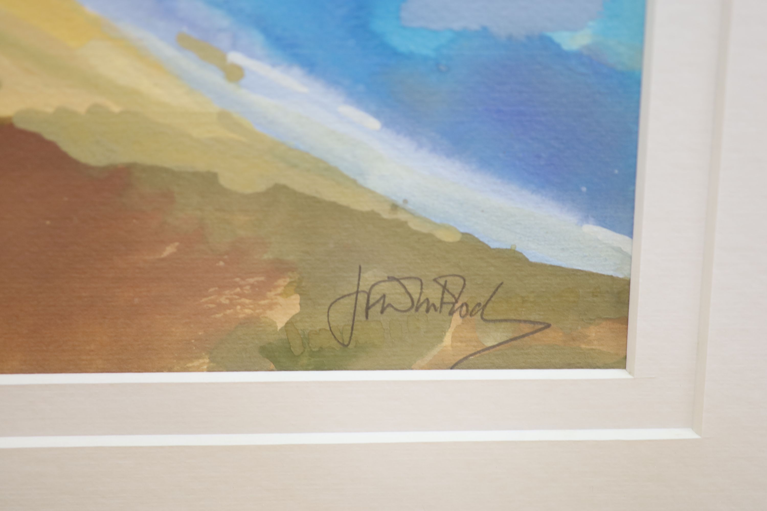 Jim F. Whitlock (b.1944), gouache, Down to Great Bay, Cornwall, signed and dated 2002, 34 x 36cm